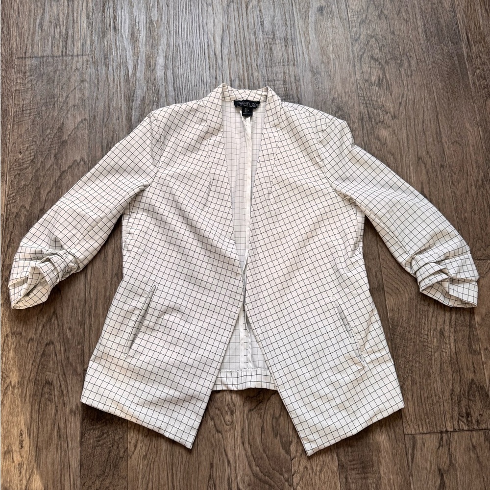 Rachel Zoe White Grid Blazer